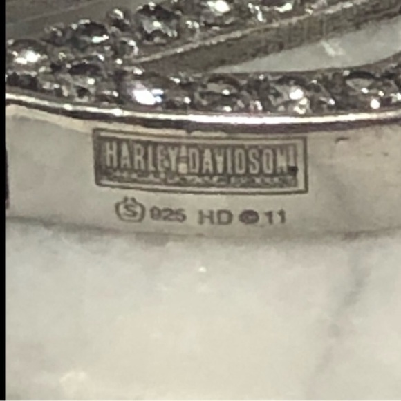 Harley-davidson Sterling White Pink Crystal Heart Bar Shield Pendant 19” / 1.8” - Picture 7 of 11